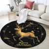 Golden Deer Round Area Rug,Carpet Rug for Living Room Bedroom Sofa Playroom Decor,Non-slip Floor Mat