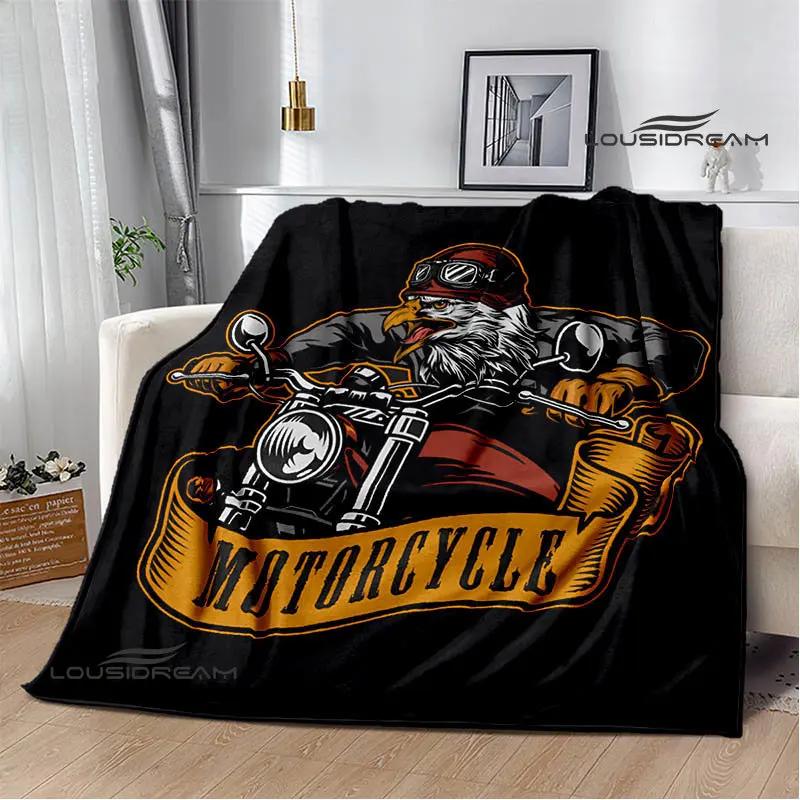 Motorcycle Retro Printing Blanket Flange Warm Soft and Comfortable Picnic Blanket Bed Linings Birthday Gift
