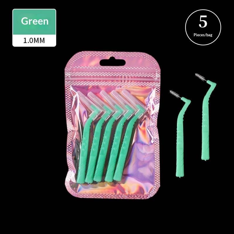 5pcs 0.6-1.2mm L Shape Interdental Brush With Box Orthodontic Dental Tool Teeth Cleaning Toothpick Oral Hygiene Dental Flosser