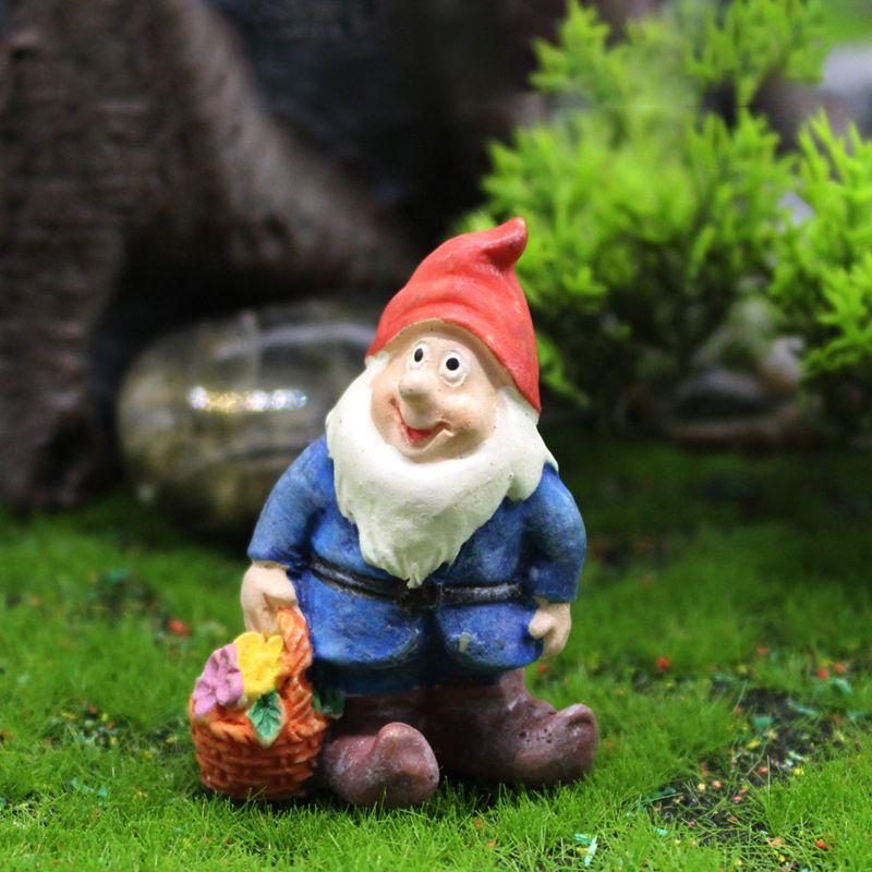 

Gnome 7pcs Mini Resin Garden Cute Dwarf Landscape Miniature Outdoor Fairy Decor Flower Basket