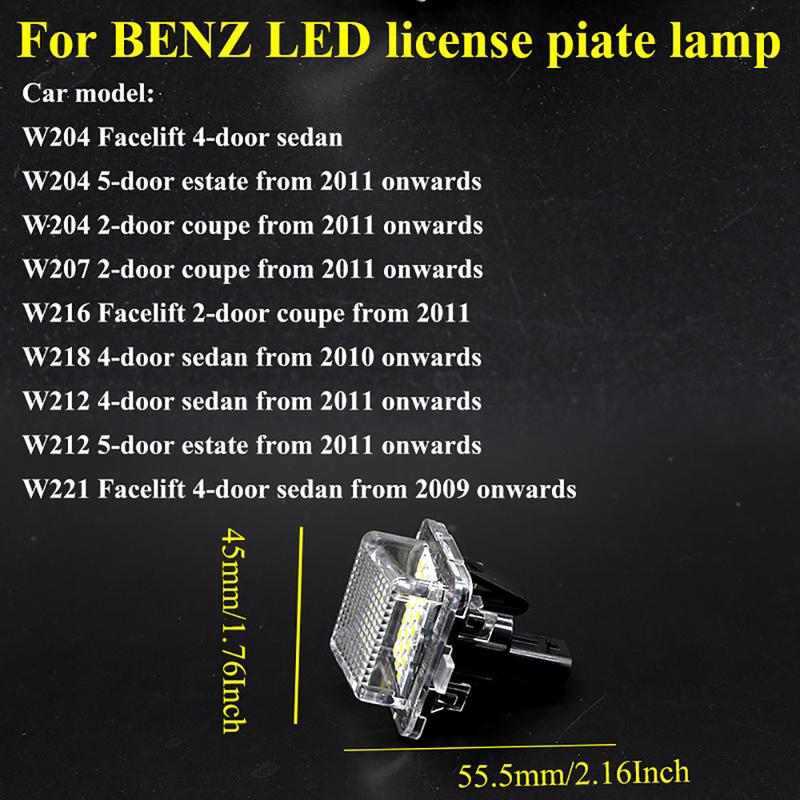 2 Pcs Canbus LED Car Number License Plate Light Assembly Auto Lamp Luces 6000K For Mercedes Benz W204 W221 W207 W218 W212 W216