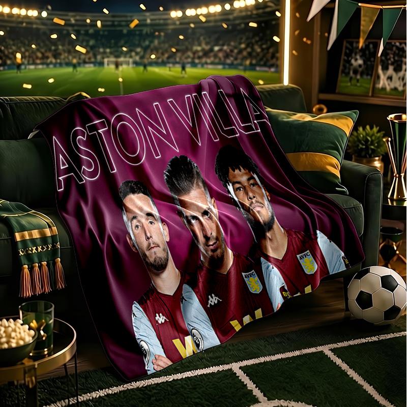 Aston Villa Fc Crest Throws Blanket Flannel Blankets Plush for Couch Bed Gifts for Men Women Travel picnic blanket Christmas fan gifts