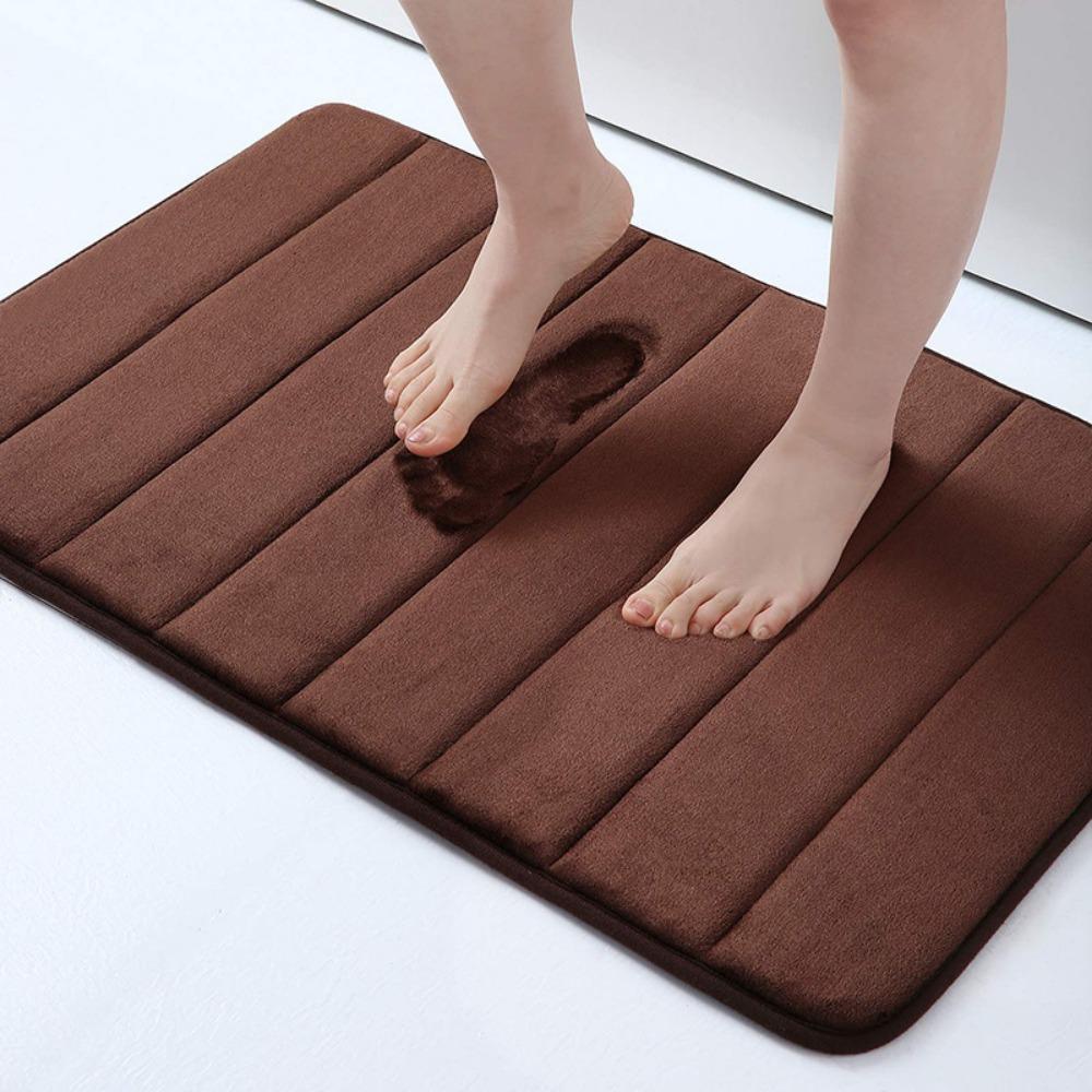 Strip Sponge Flannel  Bathroom Cashmere Thickening Mat Bath Non-slip Carpets In Wash Basin Bathtub  Floor Rug Shower Room Doormat Memory Foam 3D Pad