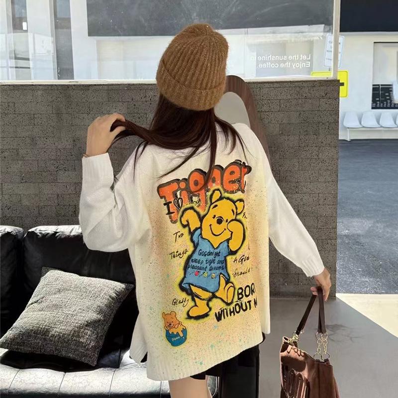 Anime Print College Style Korean Loose Fit Sweater