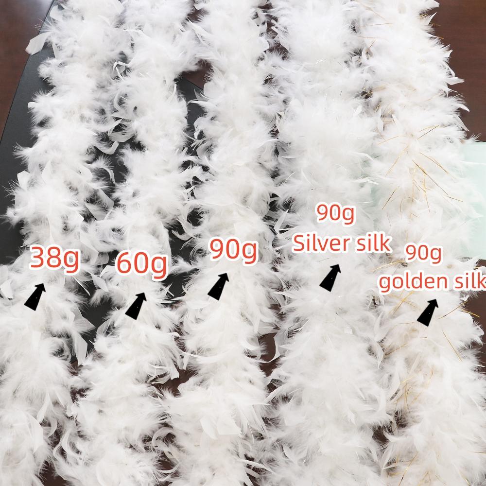 2M Turkiet Maraboufjädrar Boa 38g-90g Färgad Plumas Klänning Sjal DIY Hantverk Bröllopsscarf Dekor Sömnad Kostymdekorationer Tillbehör