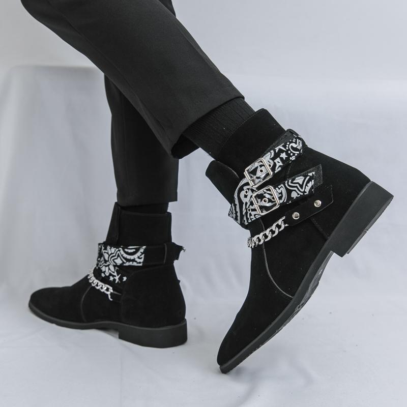 Trendy High Top Motorcycle Boots Branded Men's Cowhide Suede Business Boots Quality Comfortable Casual Leather Boots Sizes 38-46