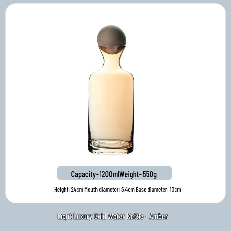 WJ Crystal Glass Water Pitcher Pitcher with Wooden Ball