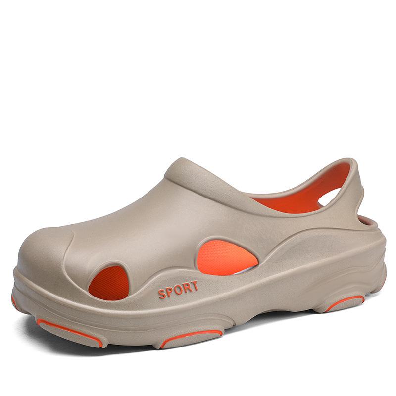 Stepping on shit hole shoes men's summer wear thick-soled wear-resistant beach sandals trendy men's outdoor two-color slippers