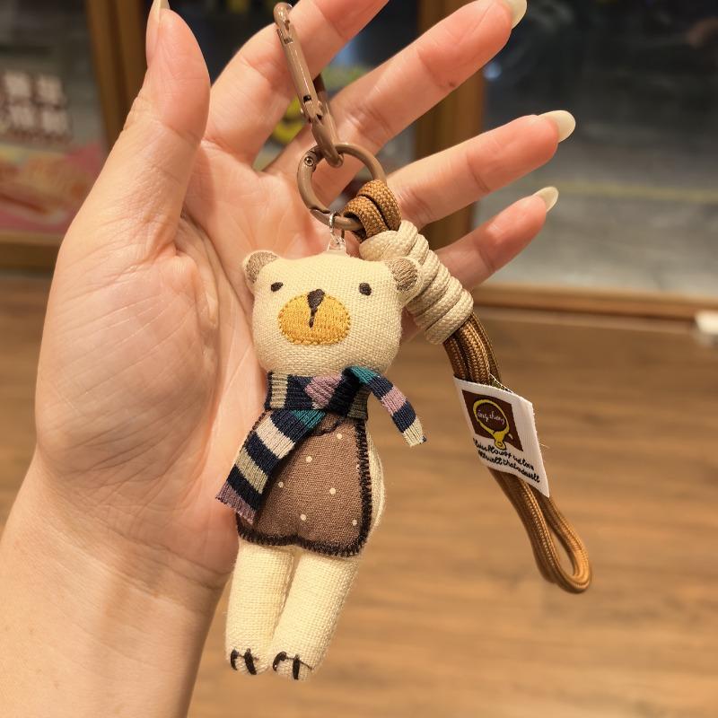 Handmade Cartoon Bear Brooch Cute Plush Fabric Bag Charm Pendant for Women Premium Quality Soft Fashion Accessories Bag Charm