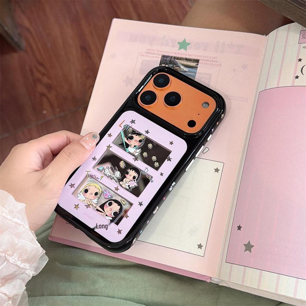 Jade Cartoon Mirror Case, Anti-fall, Full Coverage for iPhone 14/13, Compatible with 17/16/15 PM Models