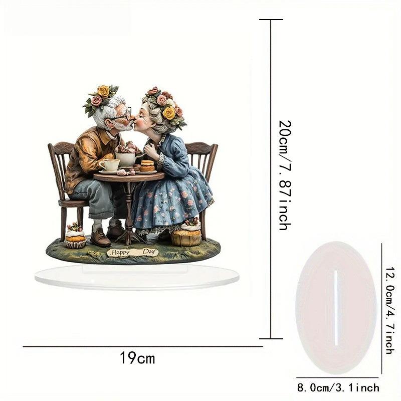 Wedding Anniversary Cake Topper Gifts for Anniversary Cake Decorating Wedding - 2D Flat Acrylic Desktop Ornament, Wall Decor Art
