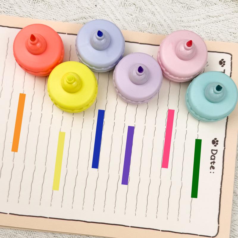 KOMI Creative Macaron-Shaped Fluorescent Pen - Cute Japanese Korean Style Student Gift for Journals