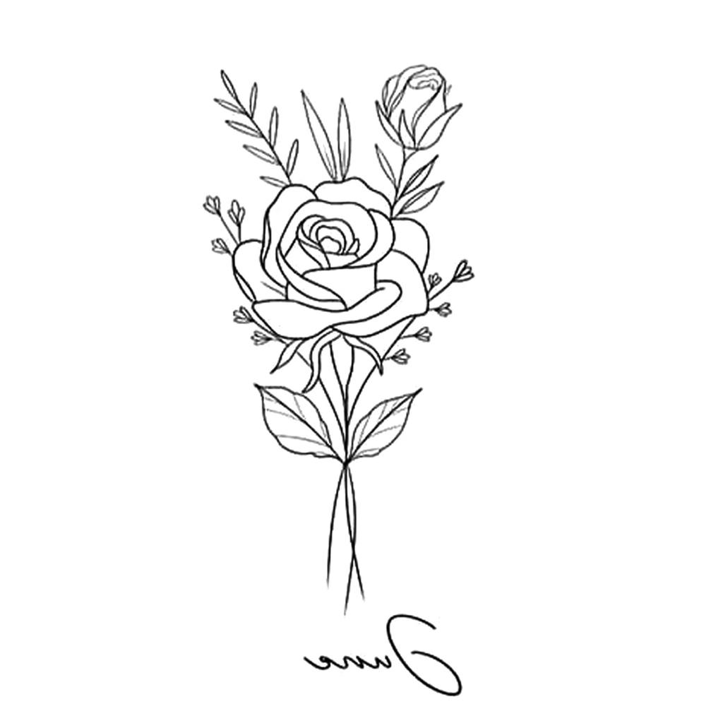 High-End Small Fresh Color Beautiful English Flower Hand Collarbone Simulation Flower Tattoo Sticker