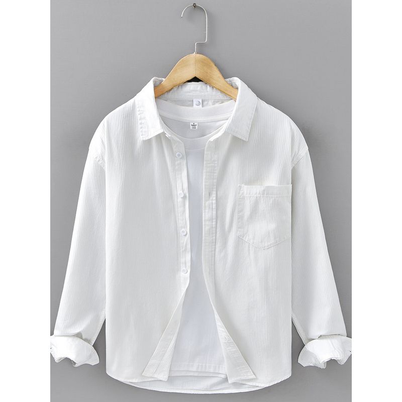 Spring and Autumn New Style Simple and Fashionable Long-Sleeved Shirt for Men, Pure Cotton Washed, High-Quality, Loose, Casual and Versatile Shirt