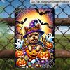 2D Flat Halloween Dog Pumpkin Ghost Bat Metal Sign - 8.0x12.0inch Aluminum Wall Art, Cute Spider Web Candy Halloween Front Porch Decor, Pre-Drilled