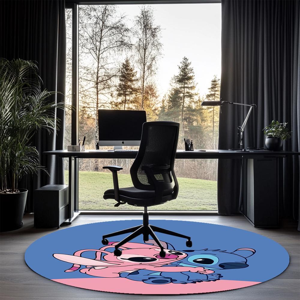Stitch Printed Round Rug Carpet Chair Rug Area Rug Entryway Doormats,for Office Chair Living Room Bedroom Kitchen Room.