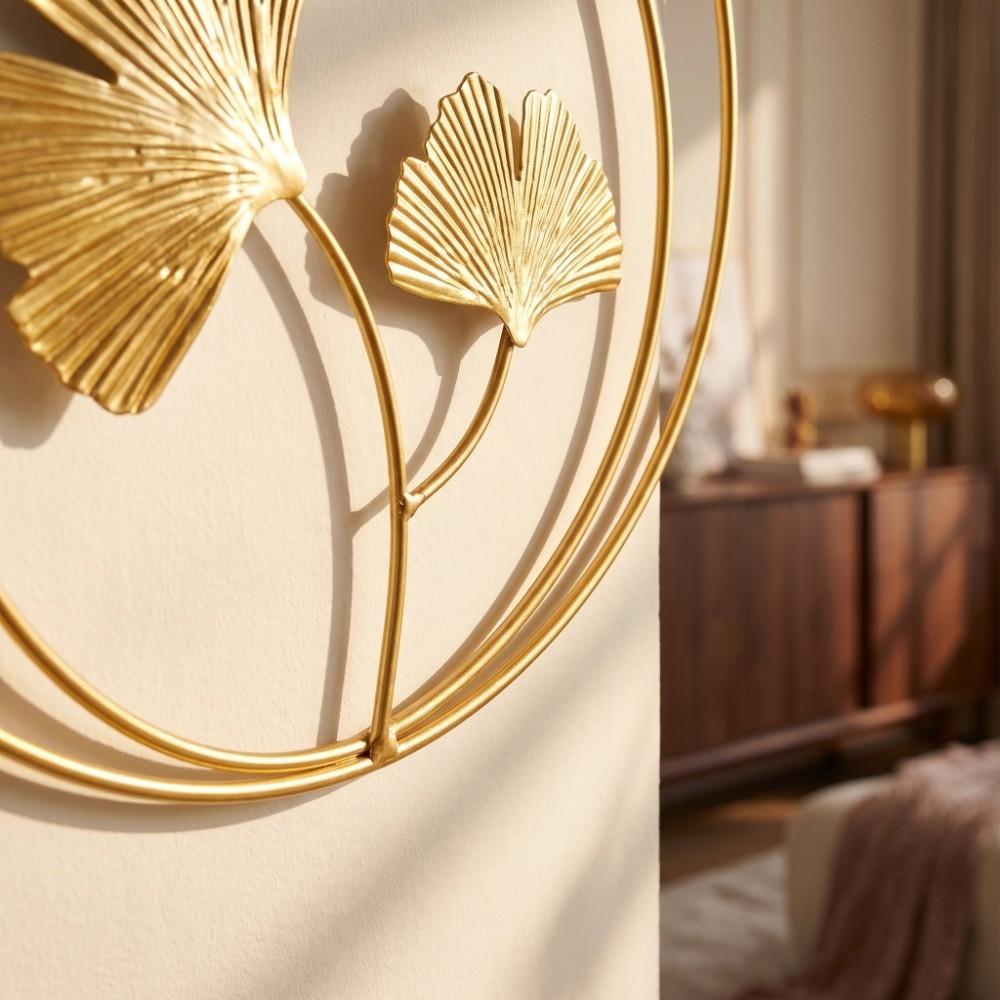 Goldene Wanddekoration Metall Blattgold Wanddeko Moderne Runde Blattdekoration Wohnzimmer