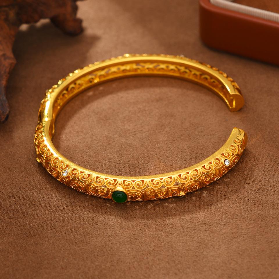 National Trend Palace Style Auspicious Enamel Hollow Opening Light Luxury Bracelet