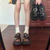 Thick-soled Thick-heeled Small Leather Shoes for Women's 2025 Autumn and Winter New British Style Polished Single Shoes Muffin Bottom Square B