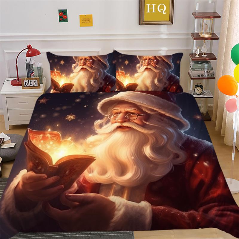 Christmas Gift 3D Printed Polyester Pillowcase Quilt Cover Two Or Three-Piece Set Is Available