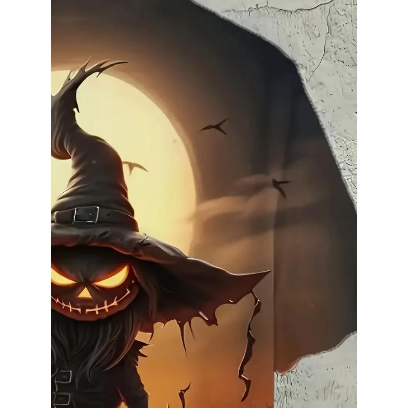 Men's Halloween Pattern Printed T-shirt Sports Short Sleeved Crew Neck T-shirt for Summer Outdoor Fitness Workout Men's Clothing