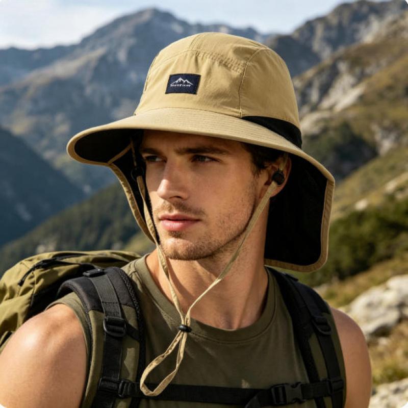 Unisex Windproof Fast Dry Fisherman Hat UPF50+ Sun Hat With Neck Cover Breathable For Fishing Hiking Camping Travel Cap