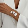 3pcs/set Baroque Retro Stacked Irregular Imitation Pearl Friendship Bracelet, Ins Simple Curved Tube Spliced Bracelet for Women
