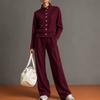 Women's 2 Piece Outfit Set Color Stand Collar Zip Up Hoodie Sweatshirt and Wide Leg Pants Casual Wear