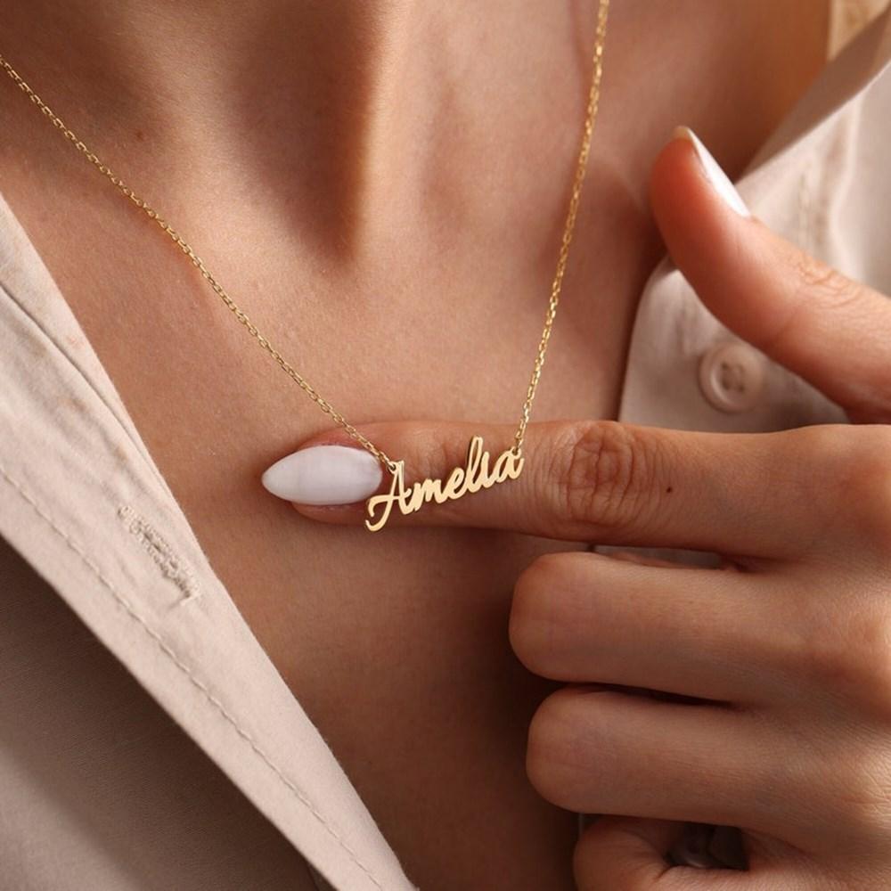 New North Personalized Name Necklace Fashion Stainless Steel Jewelry PVD 18K Gold Plated Custom Name Pendant Children's Necklace
