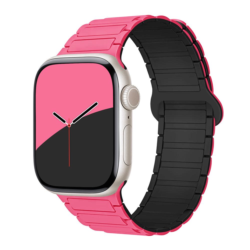 Compatible Silicone Magnetic Buckle Band for Apple Watch Series 1-11, Ultra 3, SE 3 Three-Bead Style