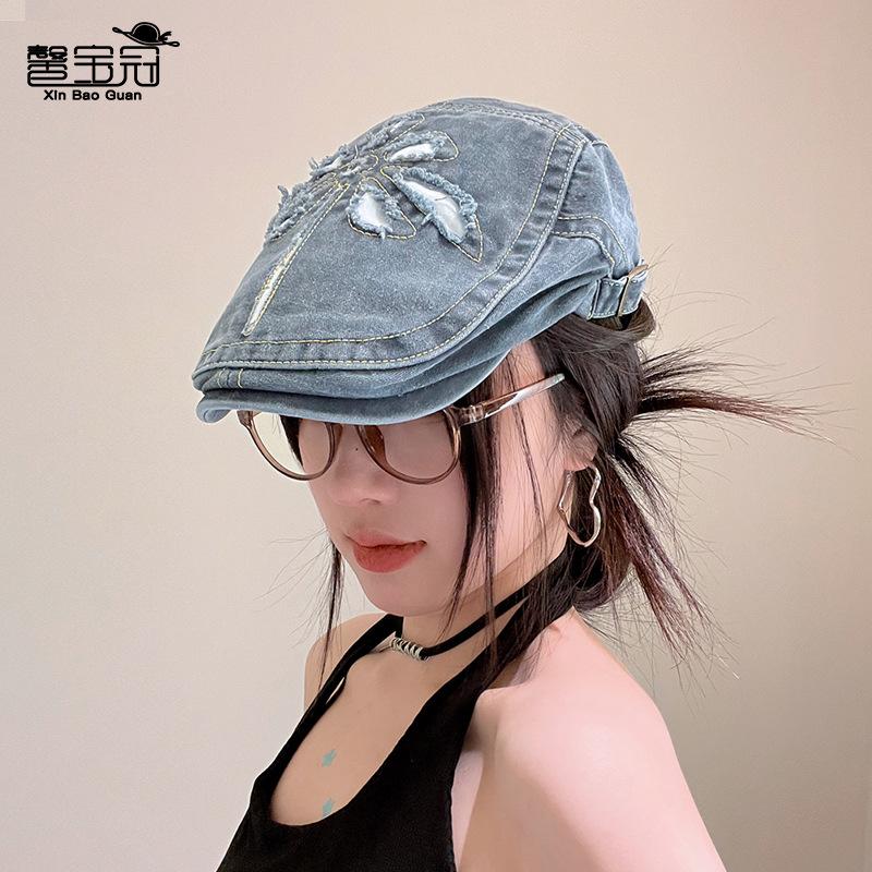 Spring and summer literary painter beret British retro cowboy forward hat fashion hole show face little peaked hat children