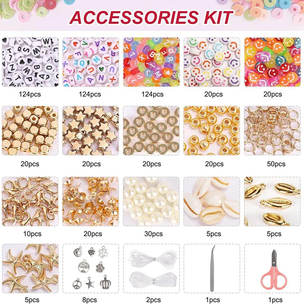 Multi-Color DIY Soft Clay Bead Jewelry Set for Kids – Bracelets & Necklaces