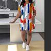 Butterfly Ladies Casual Suit Short Sleeve Shorts 1D Digital Flower Printing Fashion T-Shirt Two-piece Set