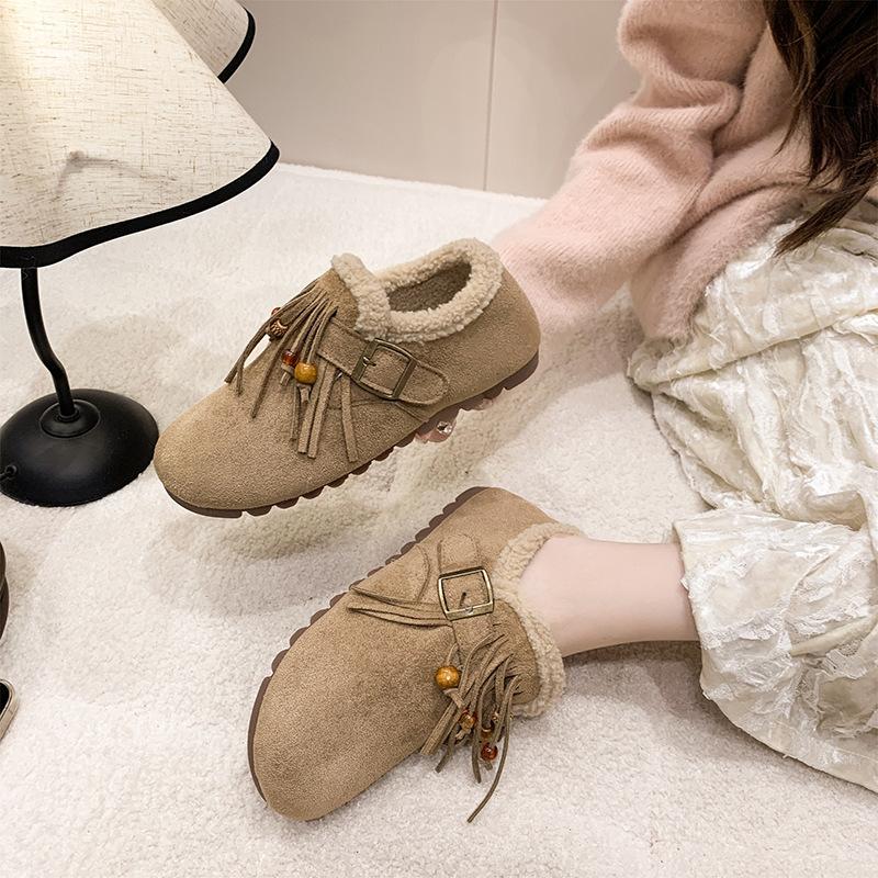 Women's fur one thick bottom heightening winter lightweight padded warm snow boots non-slip wear casual sports cotton shoes