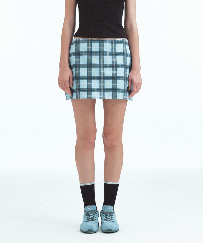 REST&RECREATION Rr Check Mini Skirt - Sky Blue