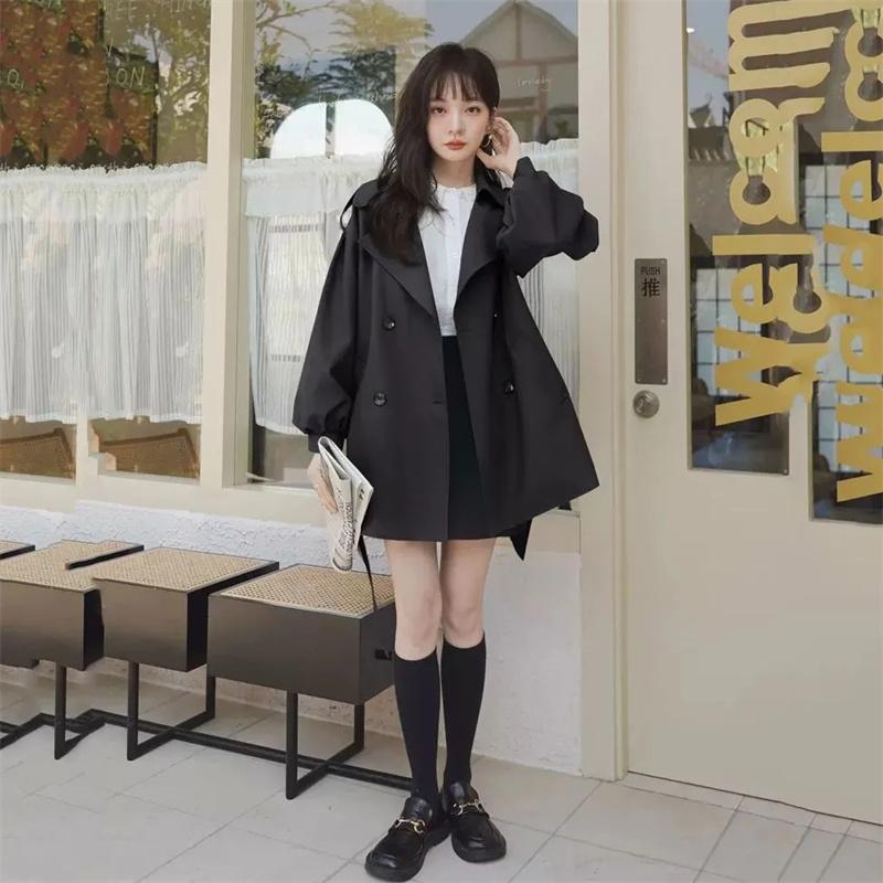 Windbreaker Coat Female Spring and Autumn New Popular High-Grade Coffee Color Windbreaker Belt Trench Coat