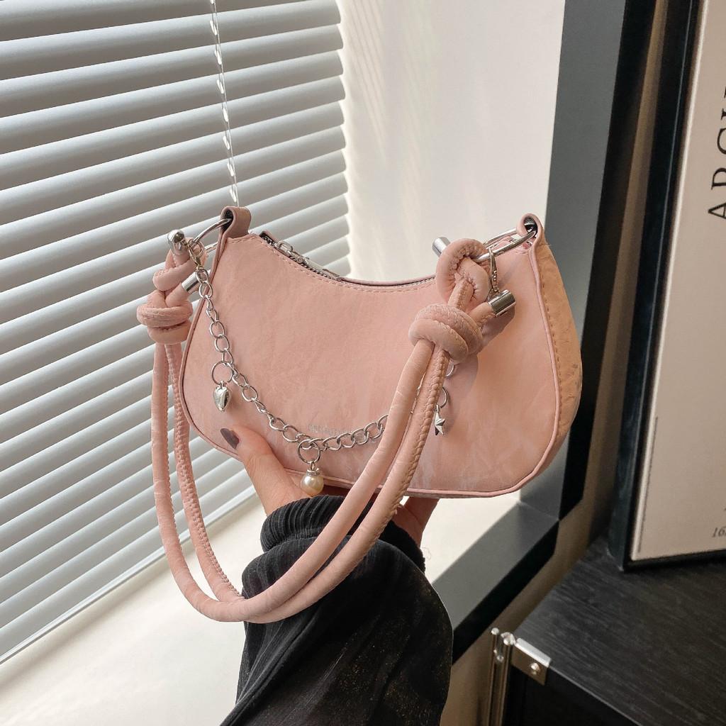 Street Style Pu Shoulder Bag For Women With Chain Strap And Zipper Closure
