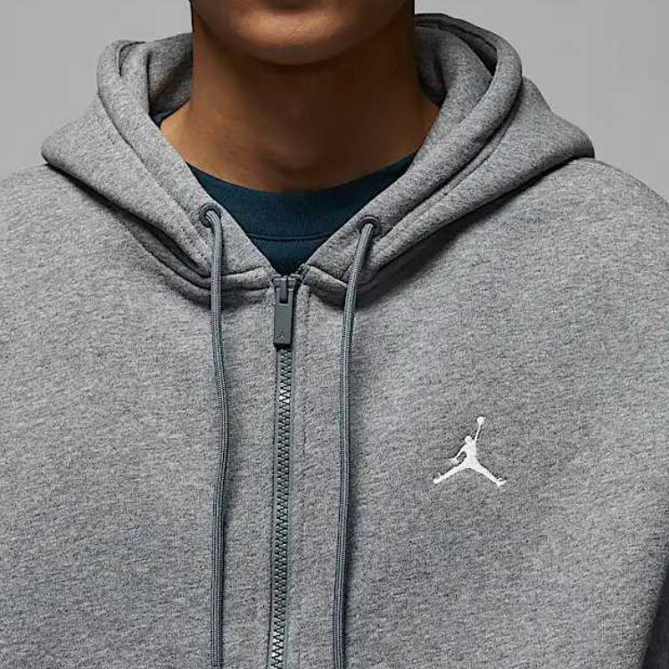 Jordan Brooklyn Fleece Hooded Loose Comfortable Versatile Cardigan Sweatshirt Men outerwear Carbon-Gray Sail-White IB7232091