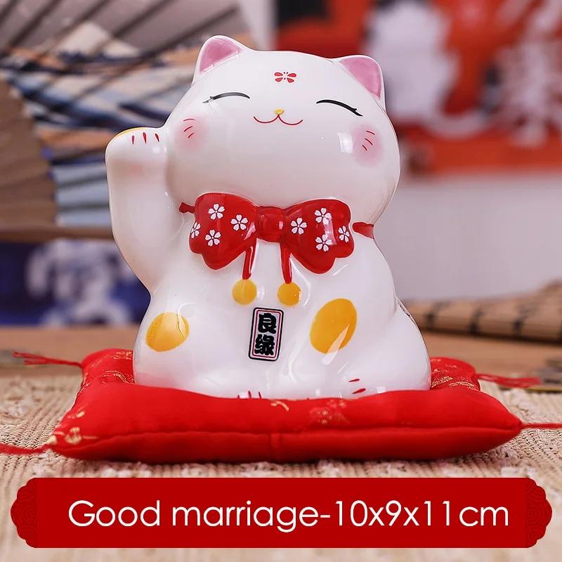 4,5 Inch Keramische Maneki Neko Gelukskat Spaarpot Muntpot Huisdecoratie Ornament FENG SHUI Beeldje