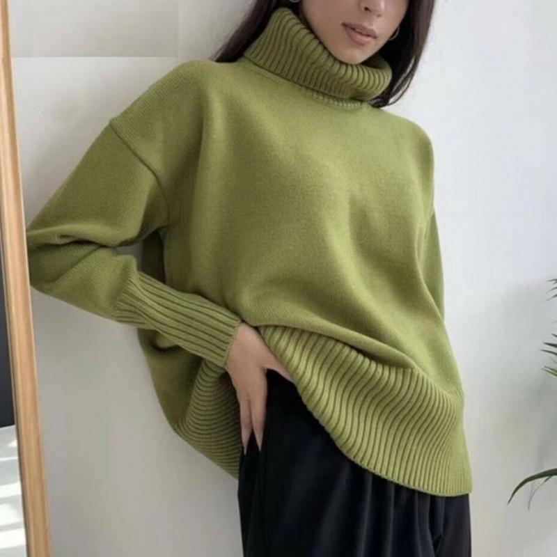 Soft High Neck Sweater Women Warm Thick Alpaca Blend Pullover Casual Daily Wear