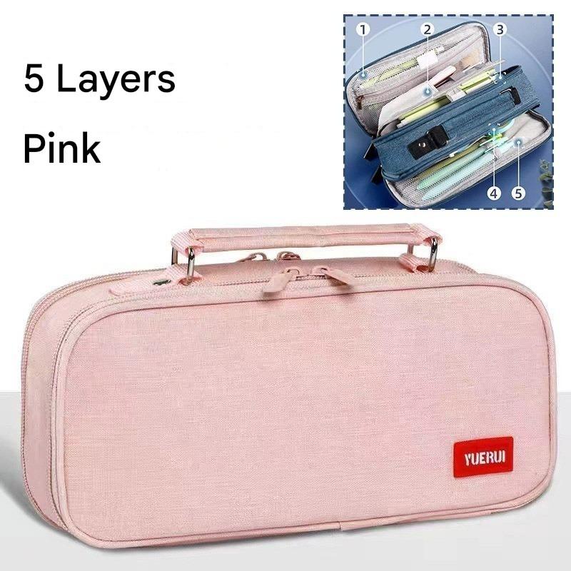 Large Capacity 5 Layers Pencil Cases Pencil Pouch Pen Holder Double Open Stationery Multifunction Double Layer Pen Bag