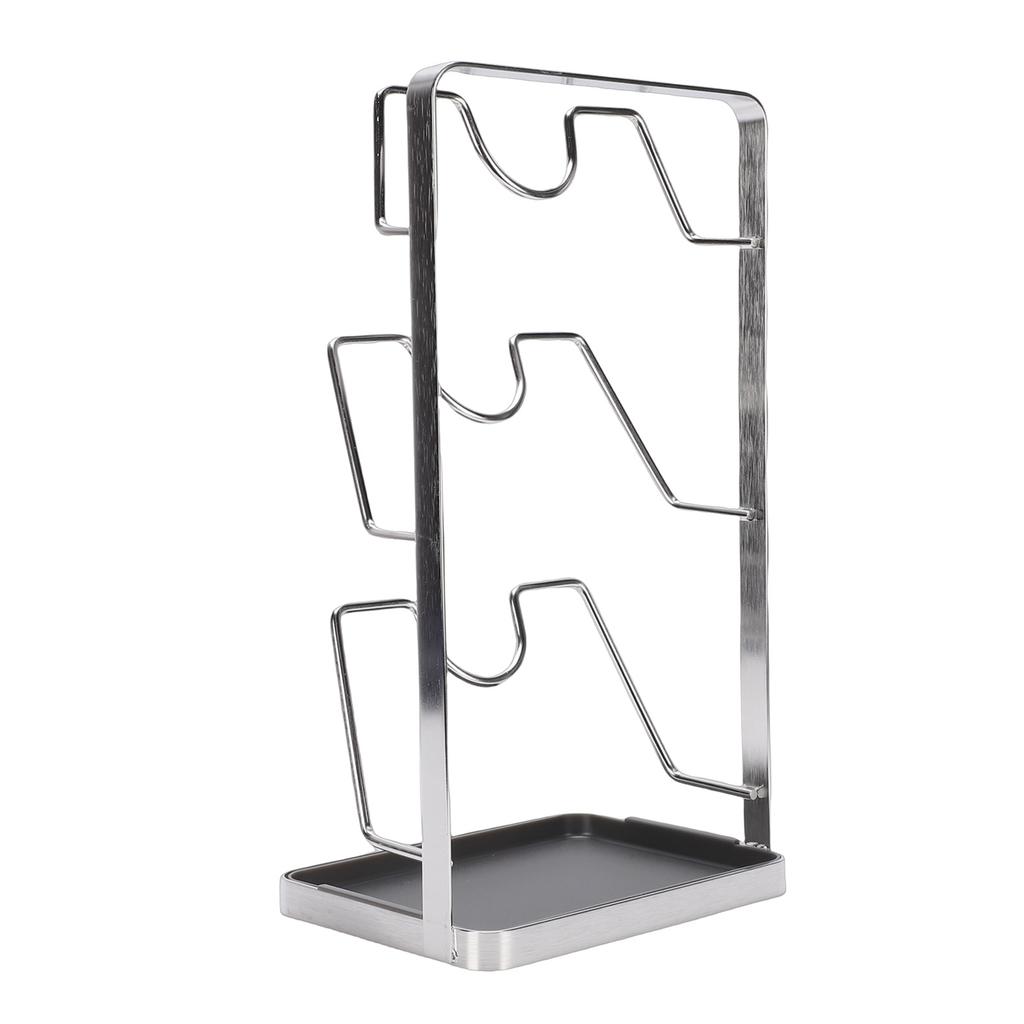 Countertop Pot Lid Holder Stainless Steel Cutting Board Organizer Pot Pan Lids Rack for Kitchen 3 Tier
