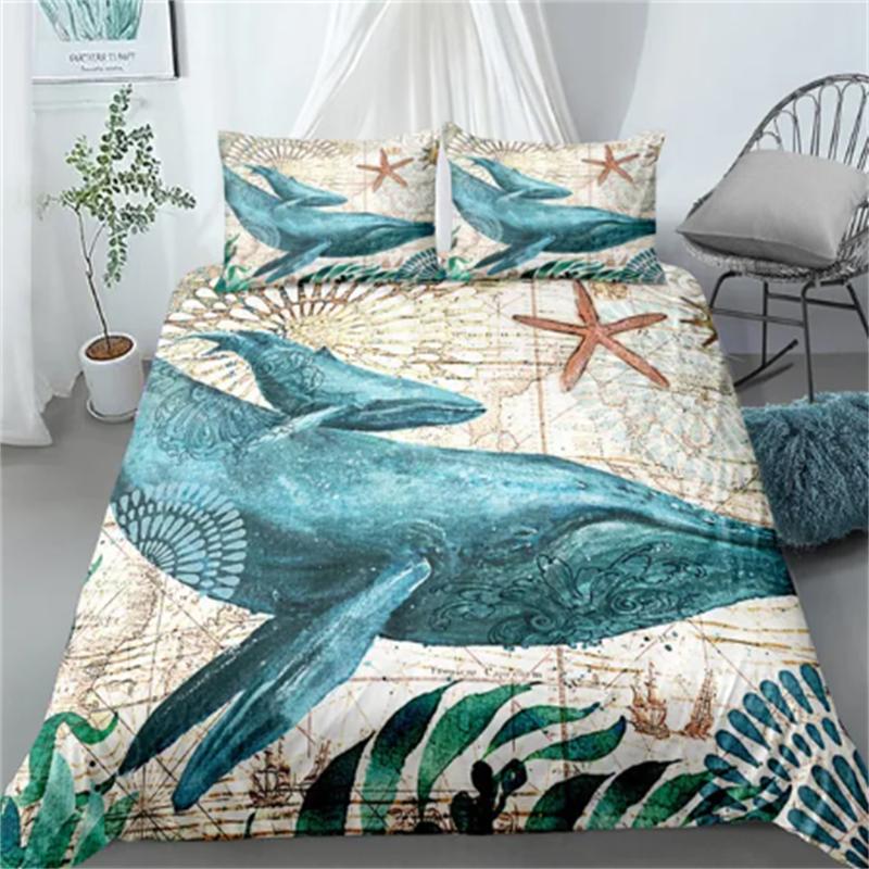 Gorące Zestawy Pościeli Delfin Anime Morze HD Narzuta Delfin dla Nastolatek Dziewcząt Moda Twin Single Queen King Pełny Rozmiar Poszwa na Kołdrę