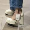 Fashion 2024 New Shoes Autumn Chunky Heels Waterproof Platform Hollow Women's Single Shoes