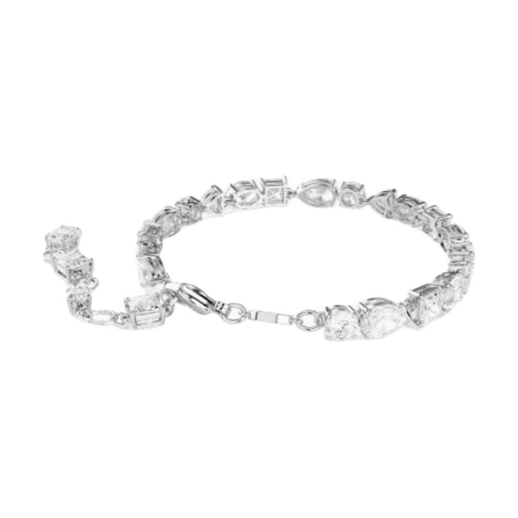 Swarovski Inlaid Design Cubic Zirconia Rhodium Plated Bracelet Unisex bracelet Silver 5731959 Box (Random Color)