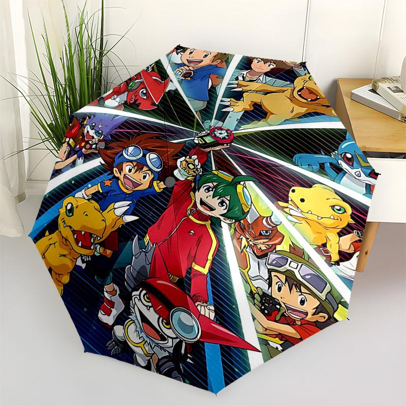 

1pc Digimon Adventure Automatic Opening Umbrella with 3-Fold Design, Iron Frame, Suitable for Fans, Travel, Daily Use, Gift Idea.H084