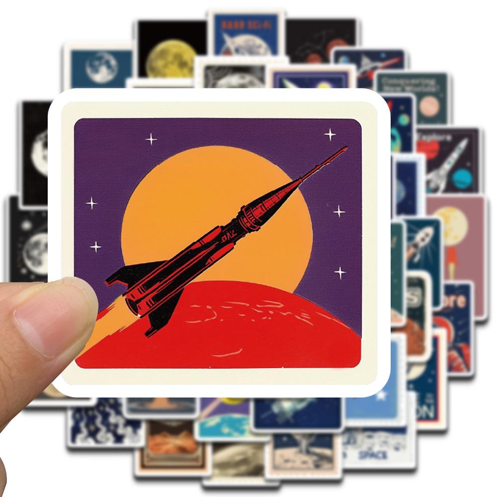 50PCS Space Travel Planner Stickers Fashion Classic Nostalgia Coffee Skateboard Graffiti Waterproof Guitar Cartoon Sticker