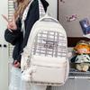 Schoolbag Korean ins cute Mori plaid contrasting backpack high value sweet middle and high school students multi-compartment backpack