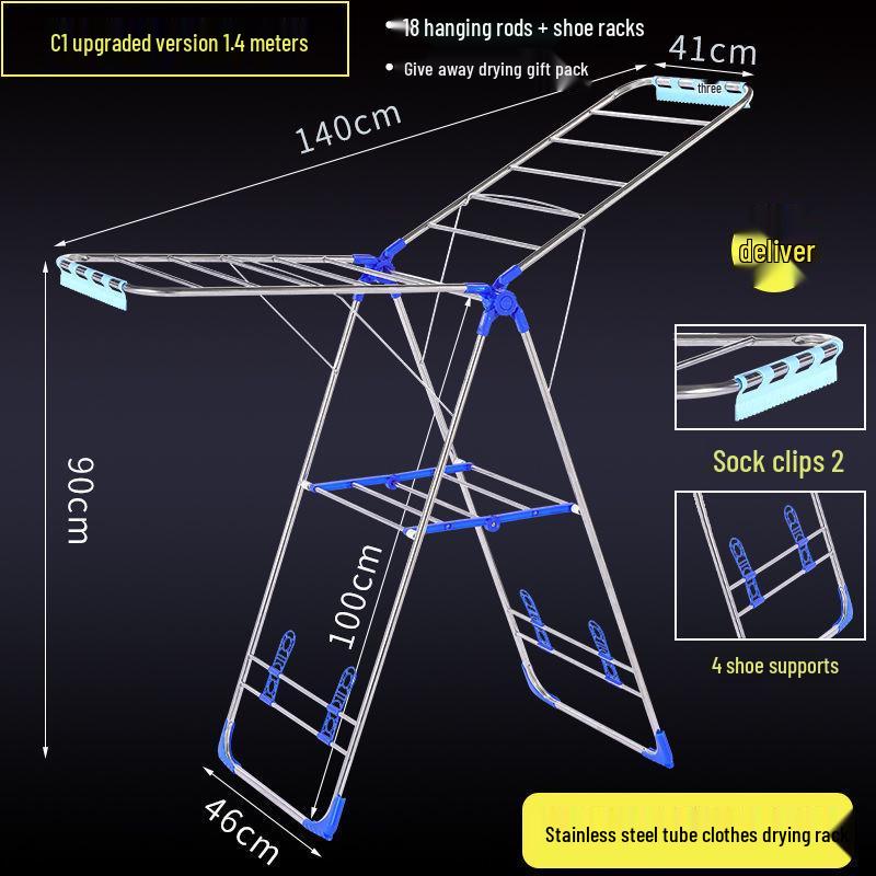 Foldable Stainless Steel Clothes Rack for Indoor/Outdoor Use