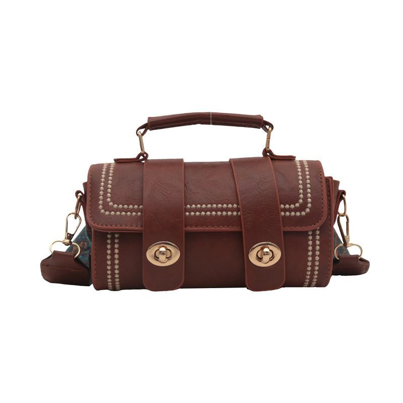 Stylish Retro Fashion Ladies Handbag Medium Size Lock Buckle Design темно-коричневого